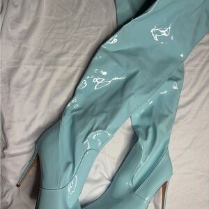 Elegant Blue Women's Heeled Boots